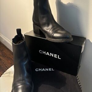 CHANEL PLATFORM ANKLE BOOTS  (Size 38 EU)